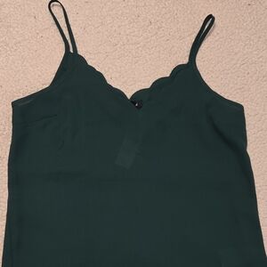 Express Dark Green Scallop-Edge Camisole
